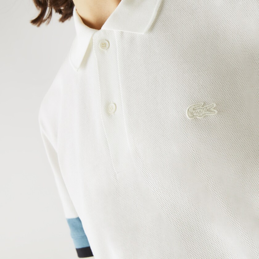 Camisa Polo Branco Azuis Azul Marinho Azuis Masculino Lacoste Regular Fit Textured Cotton Piqué DX5-79237N3
