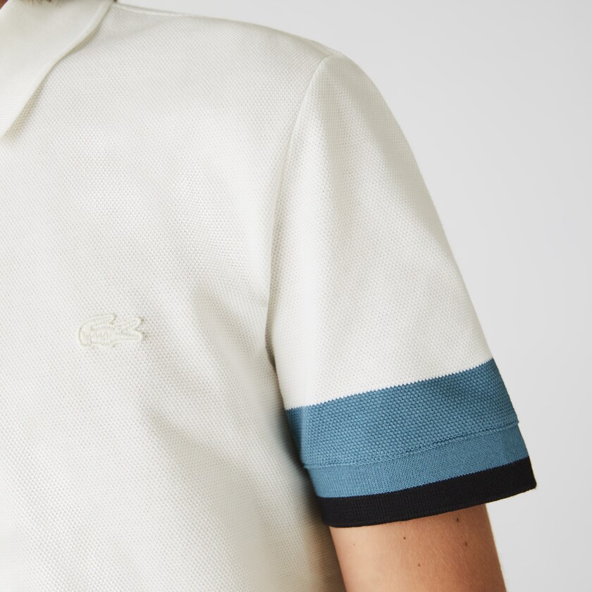Camisa Polo Branco Azuis Azul Marinho Azuis Masculino Lacoste Regular Fit Textured Cotton Piqué DX5-79237N3