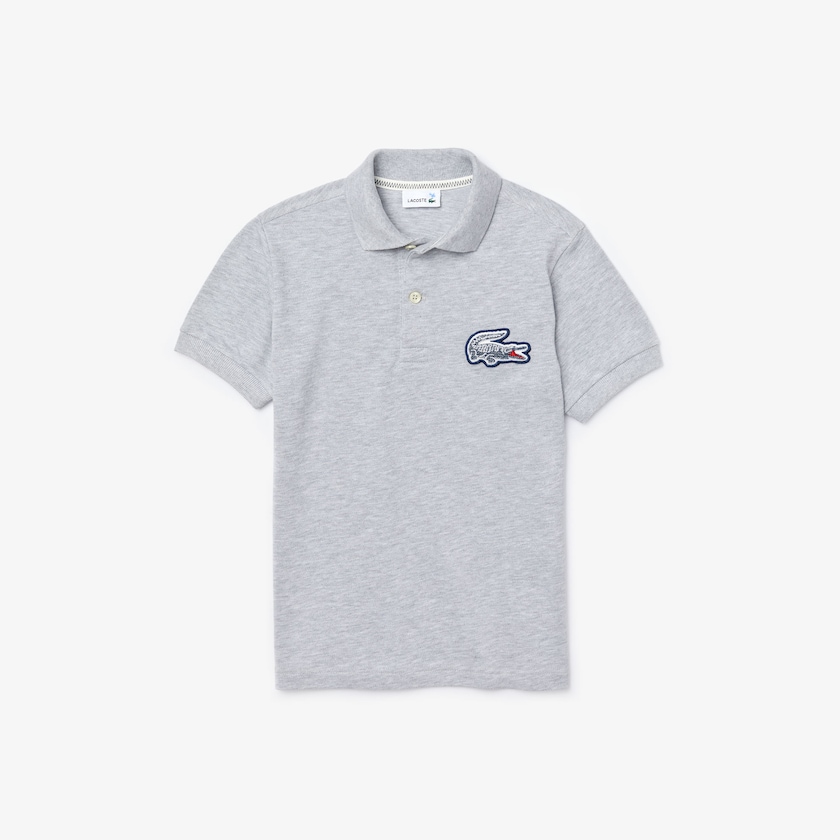 Camisa Polo Cinzentas Criança Lacoste Regular fit Crocodile Flecked Cotton Piqué FU2-53115B3