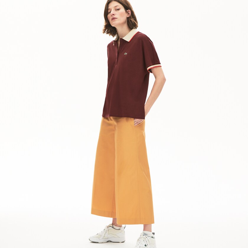 Camisa Polo Vermelhas Escuro Bege Vermelhas Feminino Lacoste Relaxed Fit Cotton BR4-77347N2