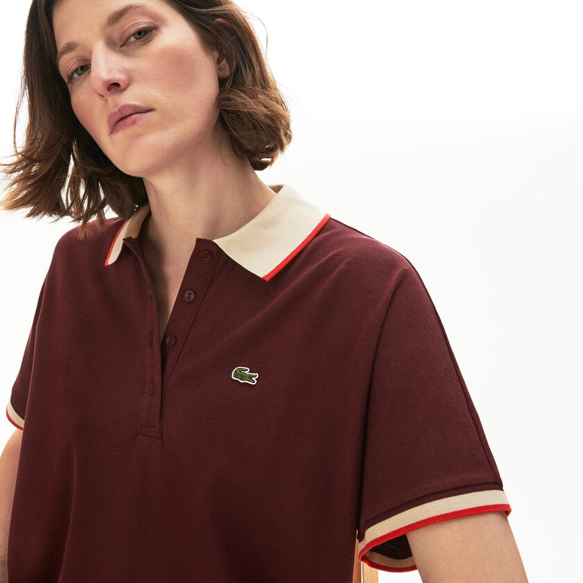 Camisa Polo Vermelhas Escuro Bege Vermelhas Feminino Lacoste Relaxed Fit Cotton BR4-77347N2