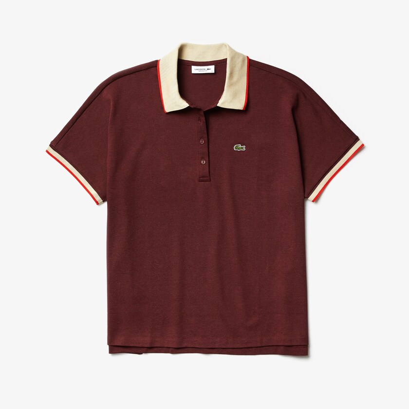 Camisa Polo Vermelhas Escuro Bege Vermelhas Feminino Lacoste Relaxed Fit Cotton BR4-77347N2