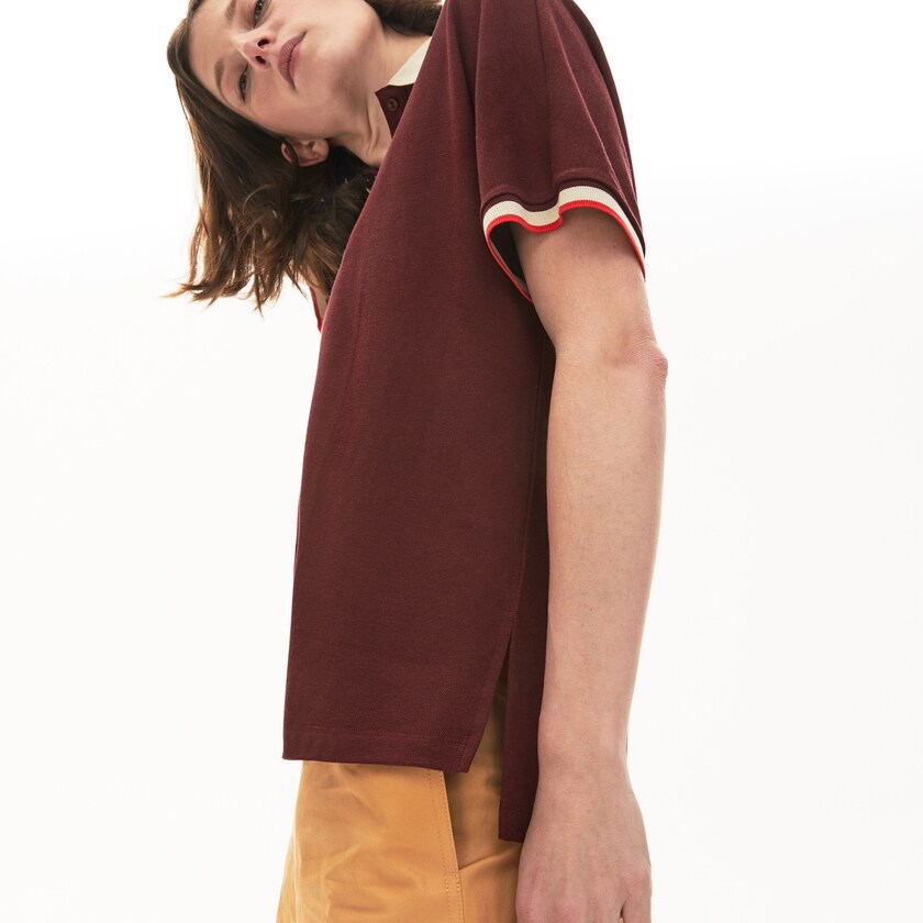 Camisa Polo Vermelhas Escuro Bege Vermelhas Feminino Lacoste Relaxed Fit Cotton BR4-77347N2