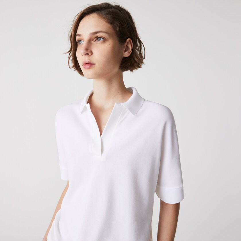 Camisa Polo Branco Feminino Lacoste Relaxed Piqué WK1-36503T8