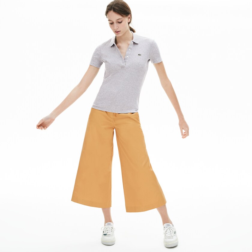 Camisa Polo Cinzentas Feminino Lacoste Ribbed Cotton BB1-83488Y7