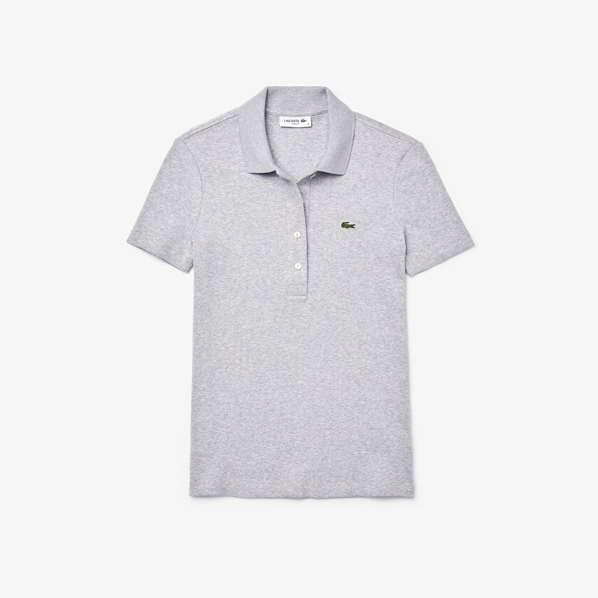 Camisa Polo Cinzentas Feminino Lacoste Ribbed Cotton BB1-83488Y7