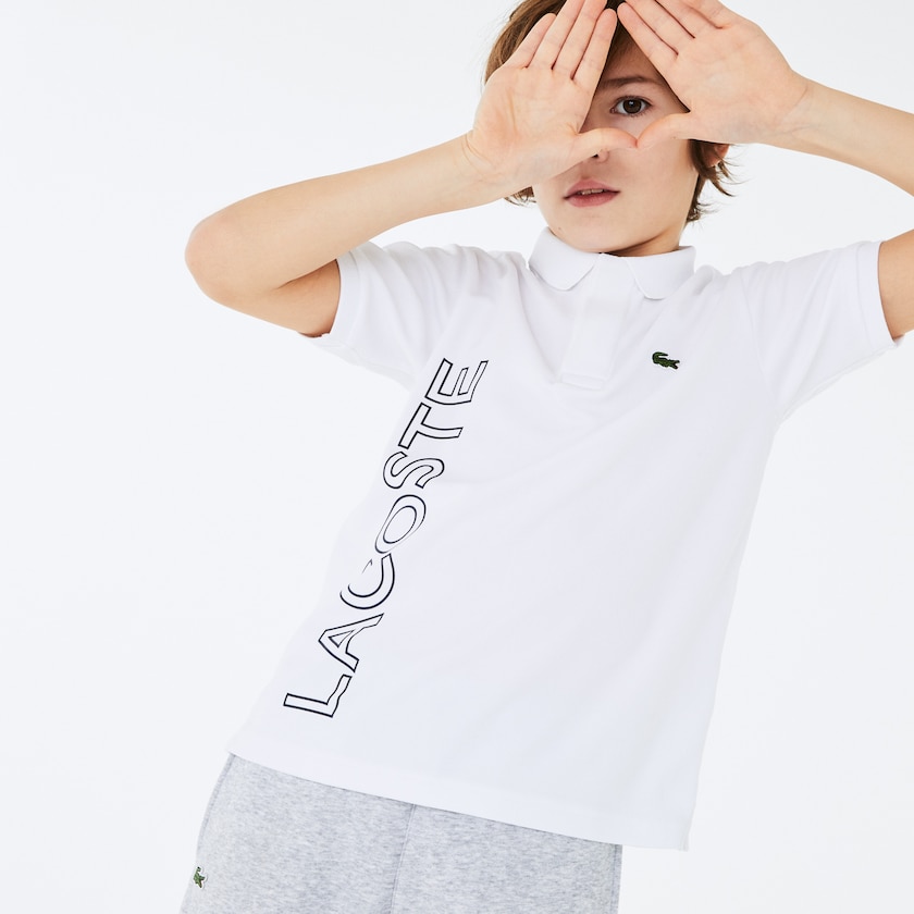 Camisa Polo Branco Azul Marinho Azuis Criança Lacoste SPORT Branded Breathable Piqué TN9-34173P2