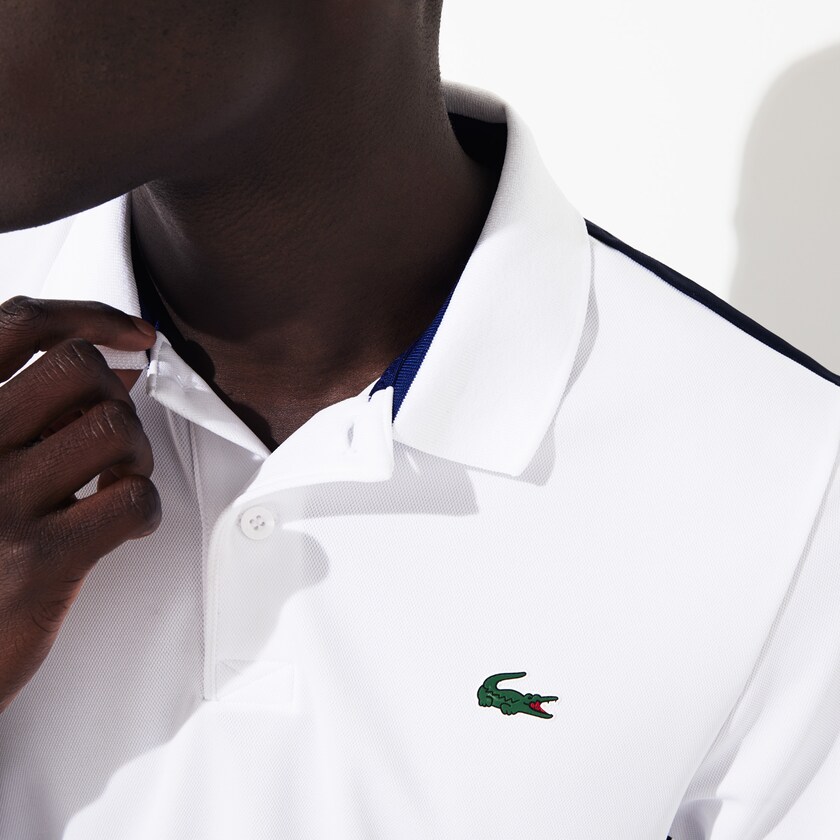 Camisa Polo Branco Azul Marinho Azuis Masculino Lacoste SPORT Breathable Color-Block Piqué FR3-26182I4