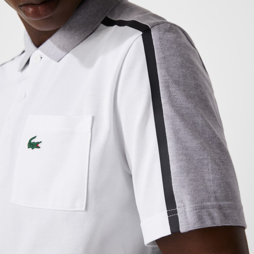 Camisa Polo Cinzentas Branco Azul Marinho Azuis Cinzentas Masculino Lacoste SPORT Breathable Colorblock Golf GY5-95459Q3