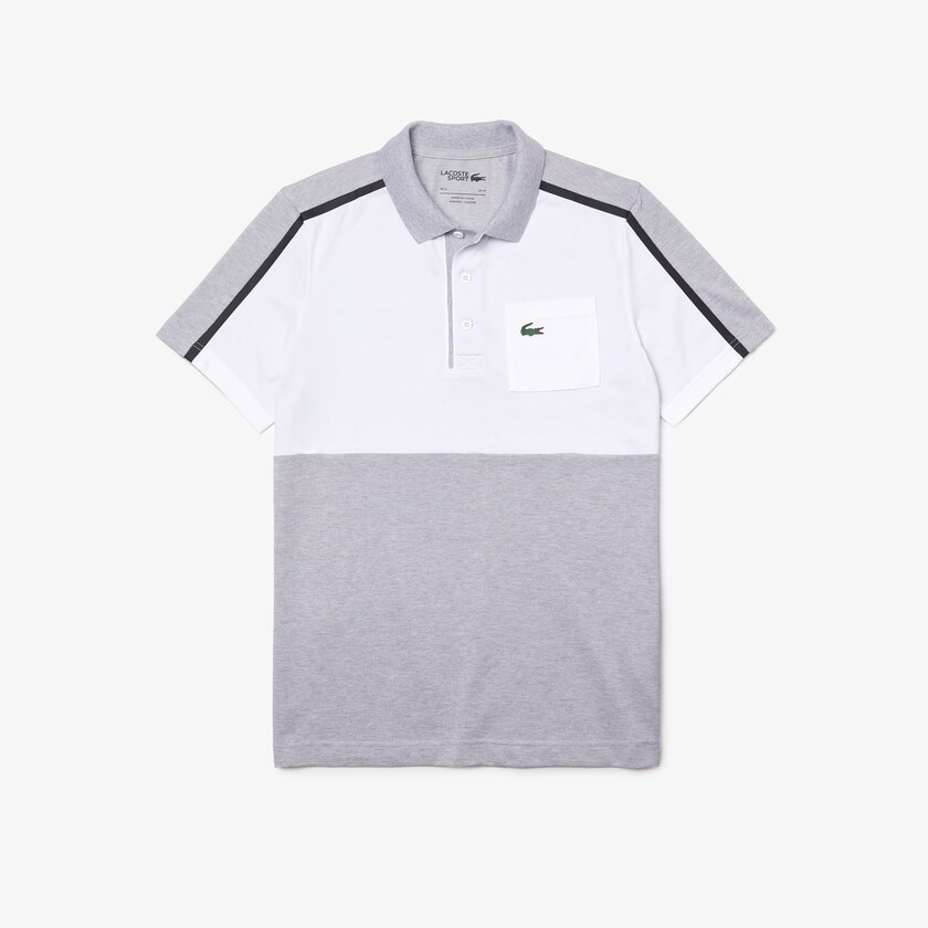 Camisa Polo Cinzentas Branco Azul Marinho Azuis Cinzentas Masculino Lacoste SPORT Breathable Colorblock Golf GY5-95459Q3