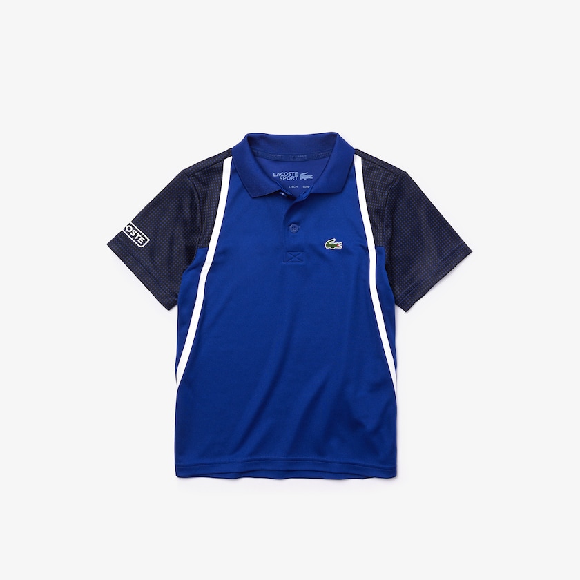 Camisa Polo Azuis Pretas Branco Criança Lacoste SPORT Breathable Piqué Tennis AX4-45084C4