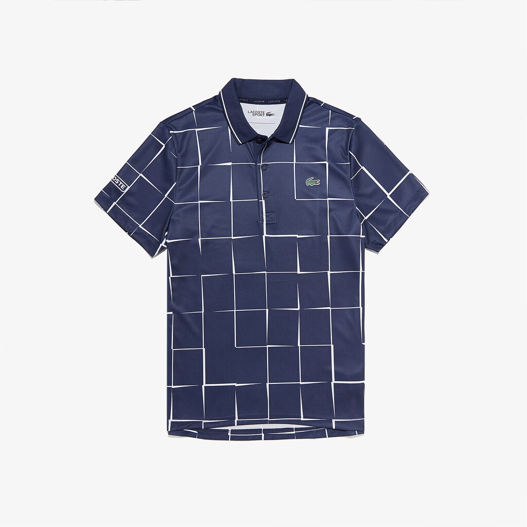 Camisa Polo Bege Vermelhas Masculino Lacoste SPORT Breathable Print Piqué Tennis NU1-29072K6