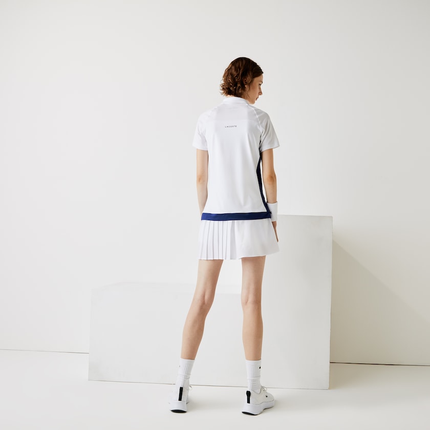 Camisa Polo Branco Azuis Verdes Pretas Feminino Lacoste SPORT Breathable Stretch Tennis KU9-73217D1
