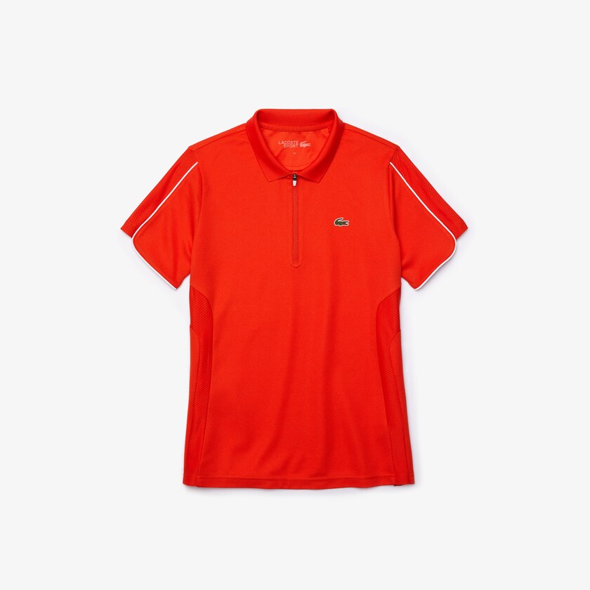 Camisa Polo Vermelhas Branco Feminino Lacoste SPORT Breathable Zip-Up DD7-40504D9