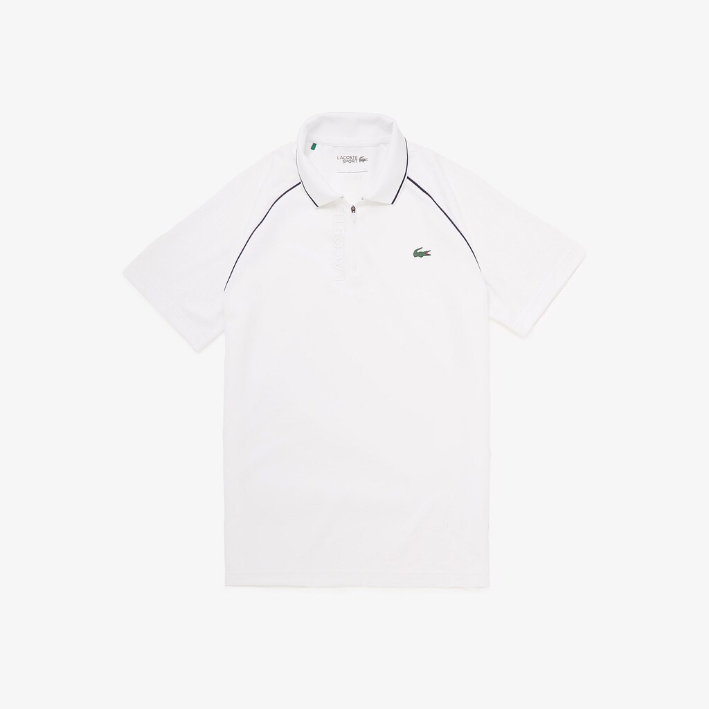 Camisa Polo Branco Azul Marinho Azuis Masculino Lacoste SPORT Breathable Zippered Golf GP3-96969G6