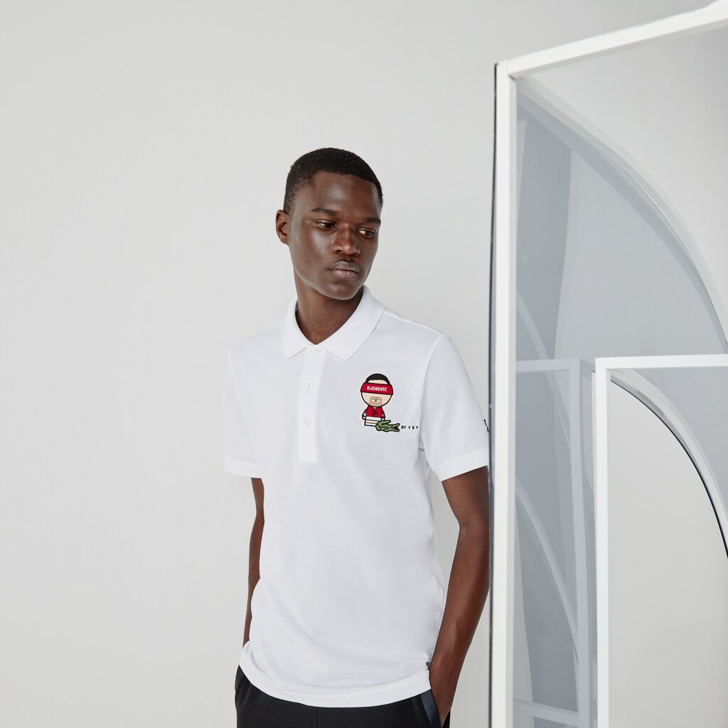 Camisa Polo Branco Azul Marinho Azuis Masculino Lacoste SPORT Collab Youssef SY Cotton Piqué MA0-55425Z5