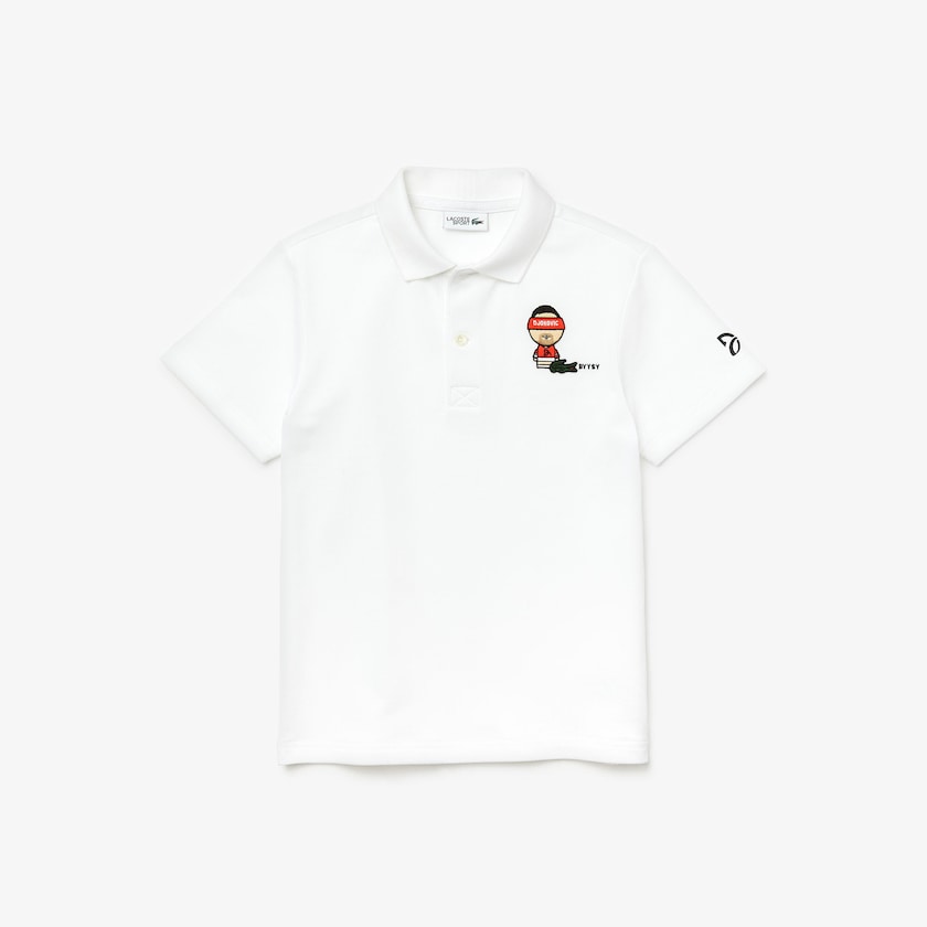 Camisa Polo Branco Azul Marinho Azuis Criança Lacoste SPORT Collab Youssef Sy Embroidered Piqué JF7-61126I4