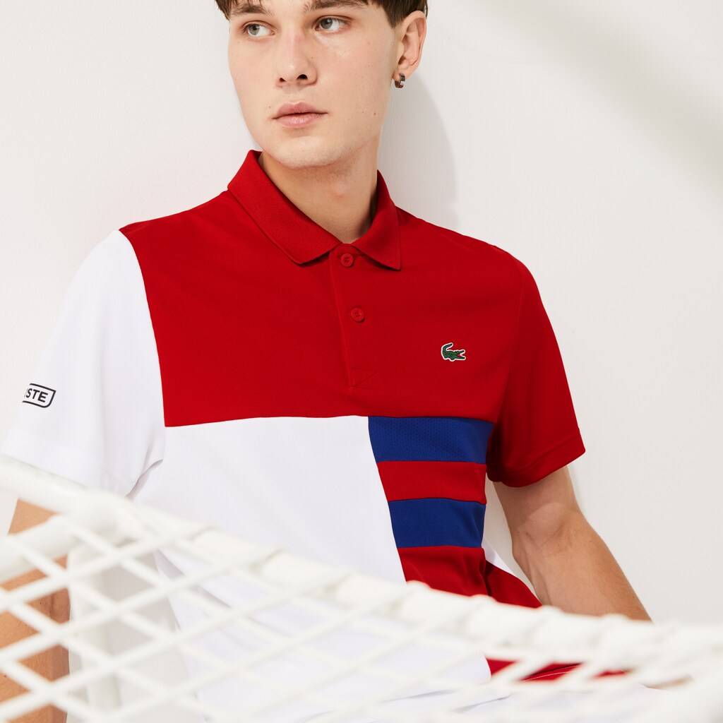 Camisa Polo Caqui Verdes Azul Marinho Azuis Masculino Lacoste SPORT Colorblock Breathable Piqué Tennis TT4-57865Q6