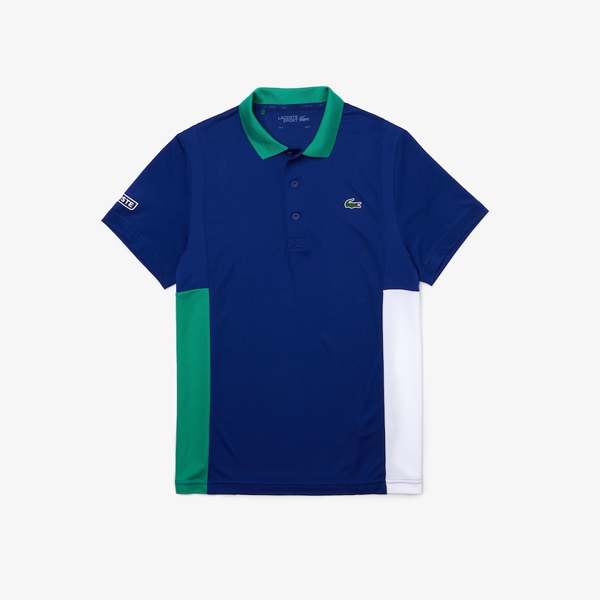 Camisa Polo Azuis Verdes Branco Masculino Lacoste SPORT Colorblock Mesh Breathable Piqué Tennis GC0-61866O0