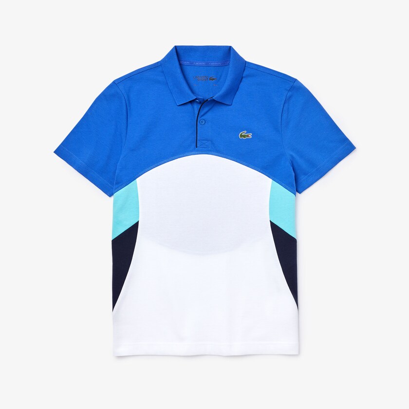 Camisa Polo Azuis Branco Azul Marinho Azuis Turquesa Masculino Lacoste SPORT Colorblock Performance AG1-15311T0