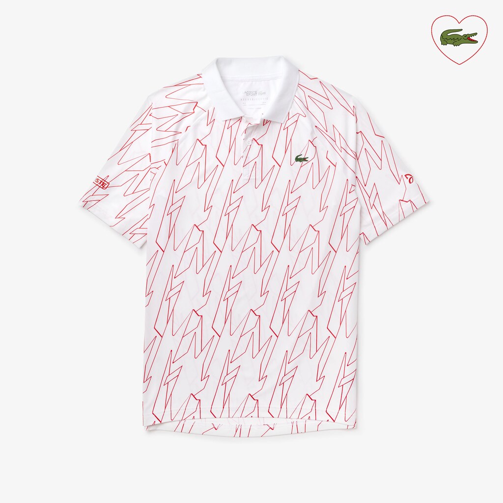 Camisa Polo Branco Verdes Masculino Lacoste SPORT French Open Ultra Lightweight Stretch VG7-30373S4
