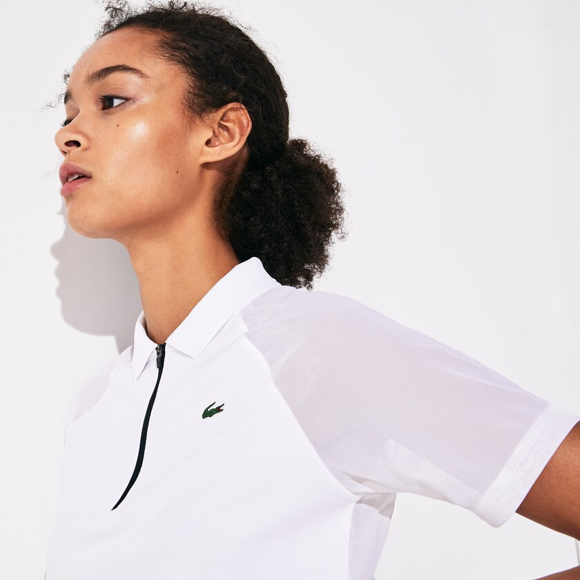 Camisa Polo Branco Amarelas Pretas Feminino Lacoste SPORT Geometric Print Breathable Tennis PR7-43744T6