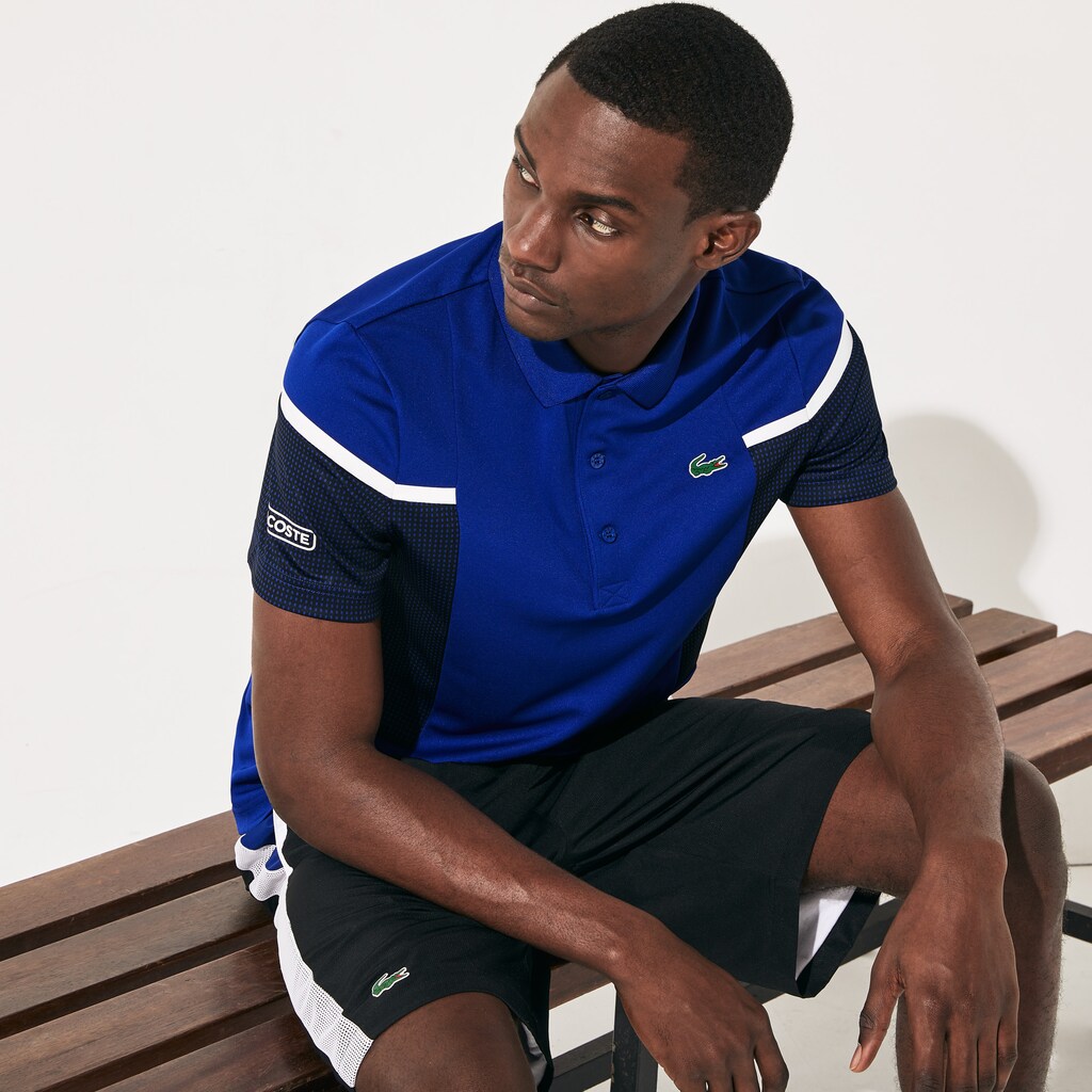 Camisa Polo Azuis Pretas Branco Masculino Lacoste SPORT Mesh Panel Breathable Tennis GF7-87588W5