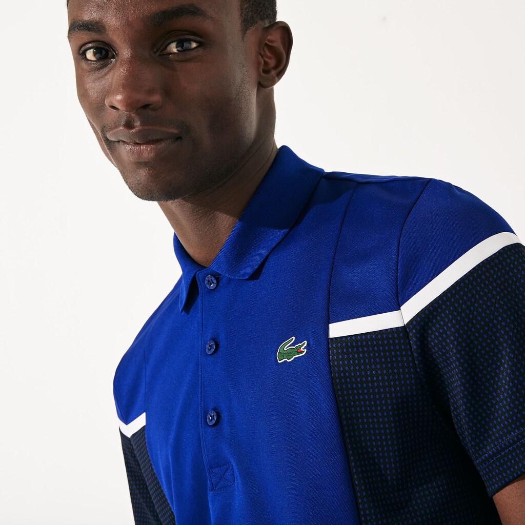 Camisa Polo Azuis Pretas Branco Masculino Lacoste SPORT Mesh Panel Breathable Tennis GF7-87588W5