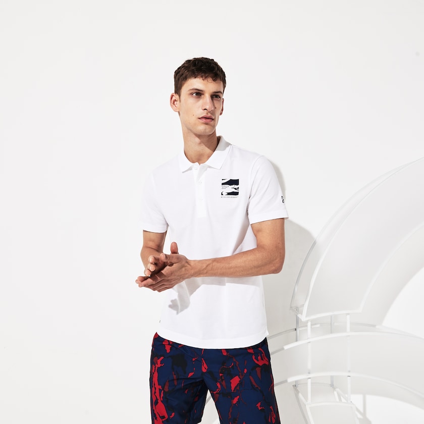 Camisa Polo Branco Azul Marinho Azuis Masculino Lacoste SPORT Novak Djokovic Lightweight Cotton ZT5-63206J6