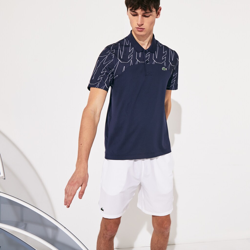 Camisa Polo Azul Marinho Azuis Branco Masculino Lacoste SPORT Novak Djokovic Breathable Ultra-Light CO2-60226G0
