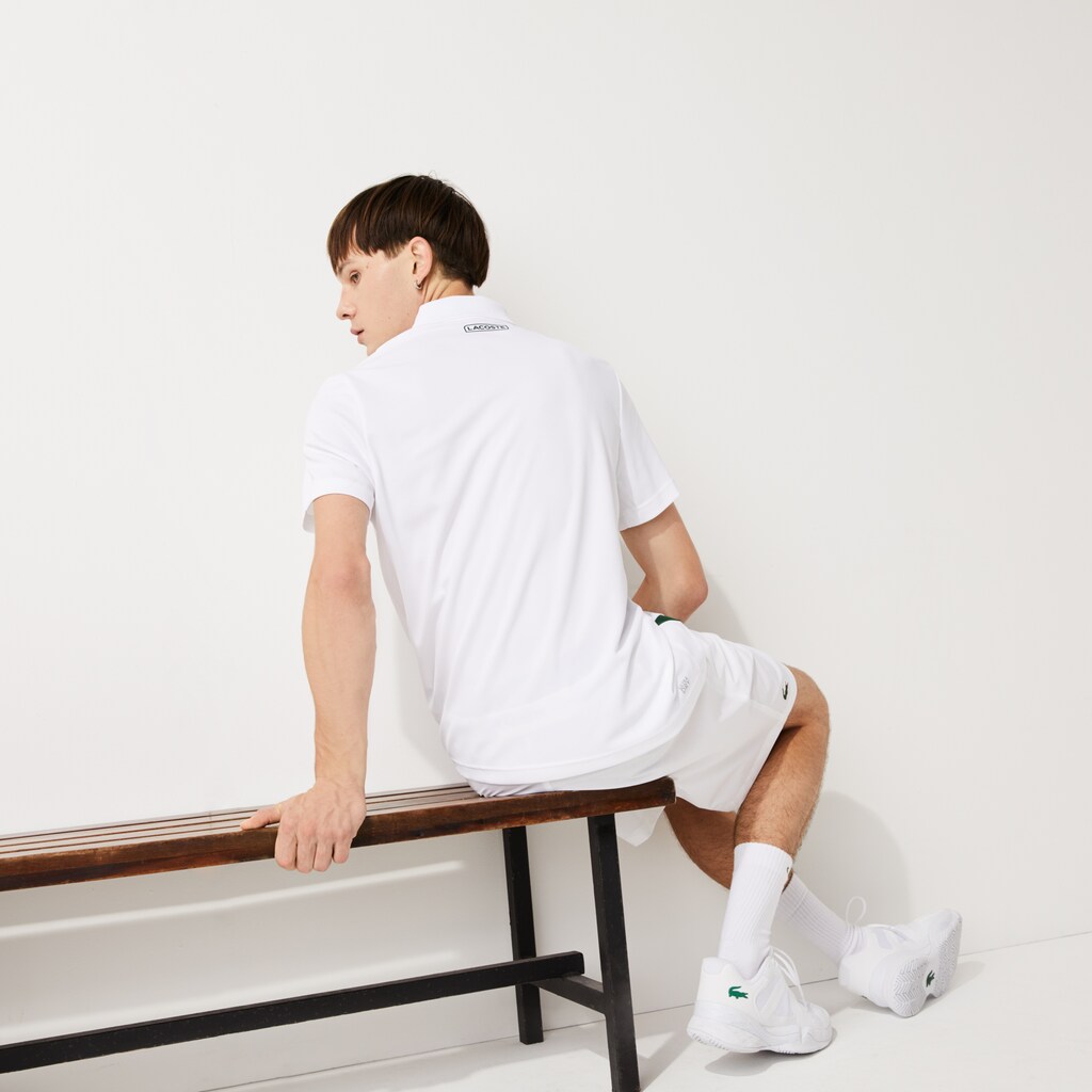 Camisa Polo Azul Marinho Azuis Branco Masculino Lacoste SPORT Paneled Breathable Piqué Tennis TC7-96489V0