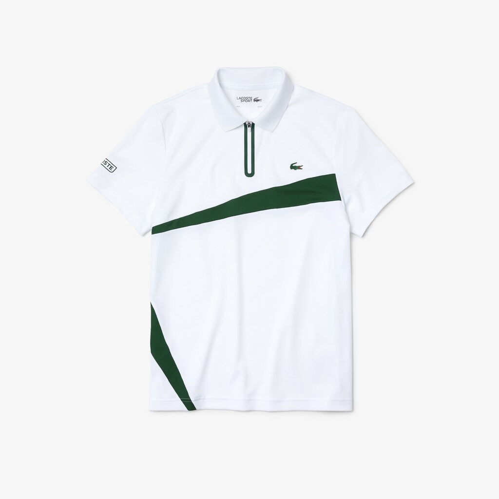 Camisa Polo Azul Marinho Azuis Branco Masculino Lacoste SPORT Paneled Breathable Piqué Tennis TC7-96489V0