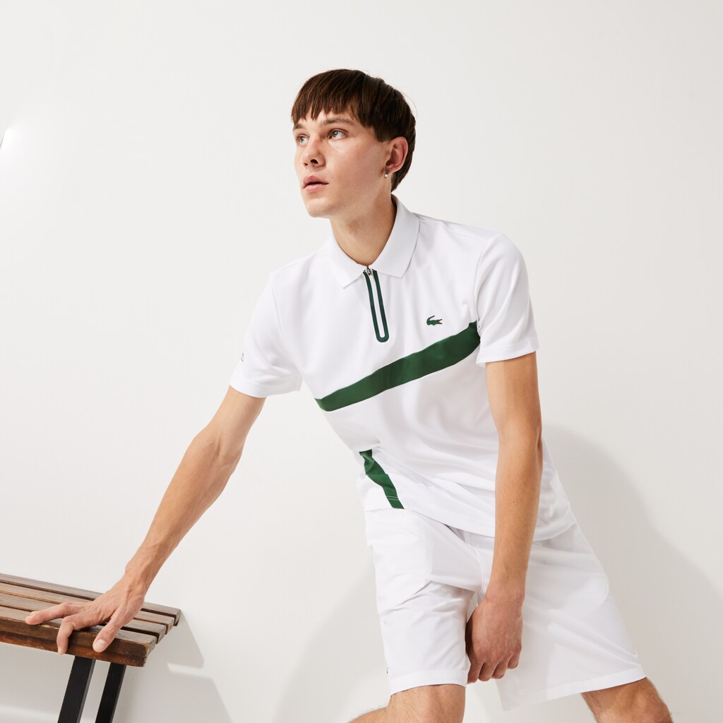 Camisa Polo Azul Marinho Azuis Branco Masculino Lacoste SPORT Paneled Breathable Piqué Tennis TC7-96489V0
