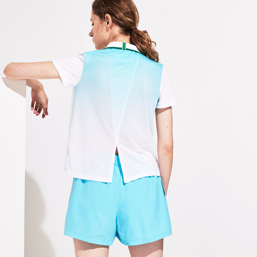 Camisa Polo Branco Turquesa Verdes Feminino Lacoste SPORT Roland Garros Ombré-Print FY6-35003J2