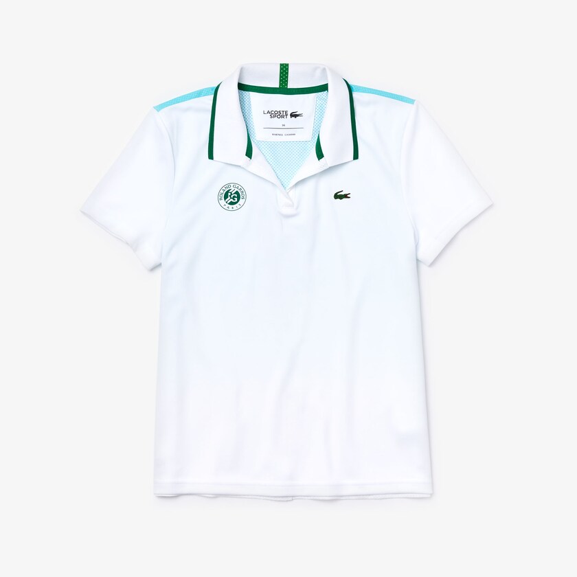 Camisa Polo Branco Turquesa Verdes Feminino Lacoste SPORT Roland Garros Ombré-Print FY6-35003J2