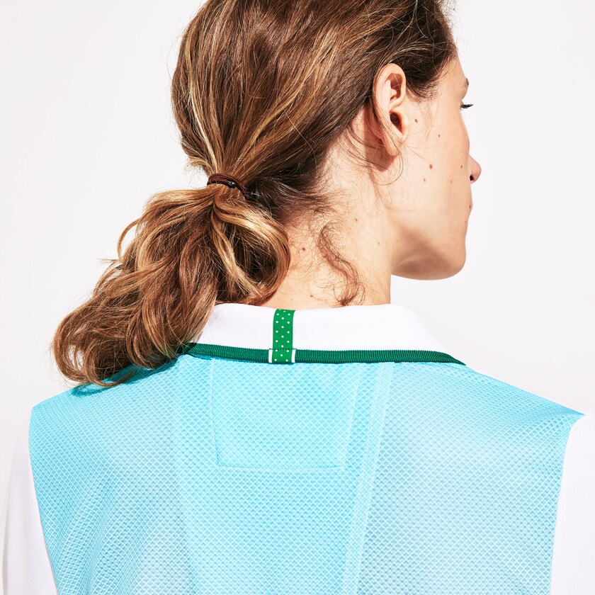 Camisa Polo Branco Turquesa Verdes Feminino Lacoste SPORT Roland Garros Ombré-Print FY6-35003J2