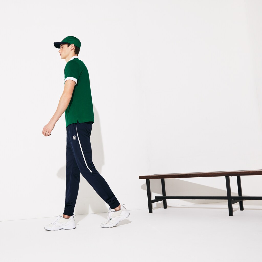 Camisa Polo Verdes Branco Azul Marinho Azuis Masculino Lacoste SPORT Roland Garros Plant-Print Cotton RP0-25922O0