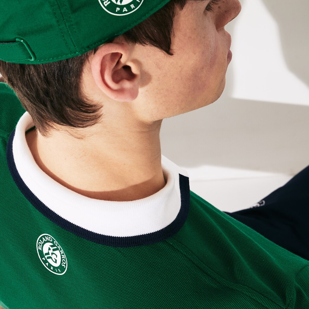 Camisa Polo Verdes Branco Azul Marinho Azuis Masculino Lacoste SPORT Roland Garros Plant-Print Cotton RP0-25922O0