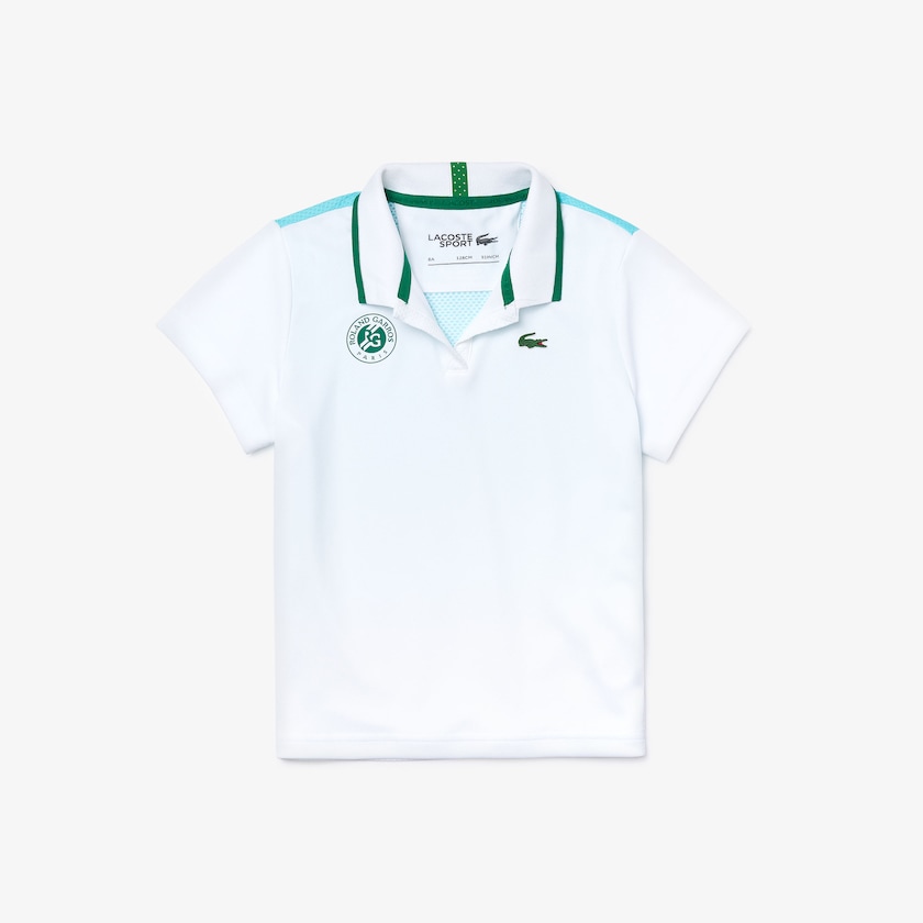 Camisa Polo Branco Turquesa Verdes Criança Lacoste SPORT Roland Garros V-Neck WA0-07130Z5