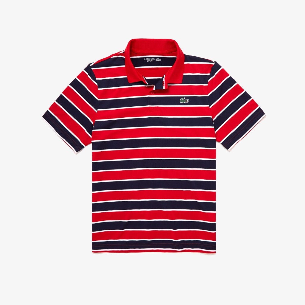 Camisa Polo Azul Marinho Azuis Roxo Masculino Lacoste SPORT Striped Breathable Golf MM6-55505G6