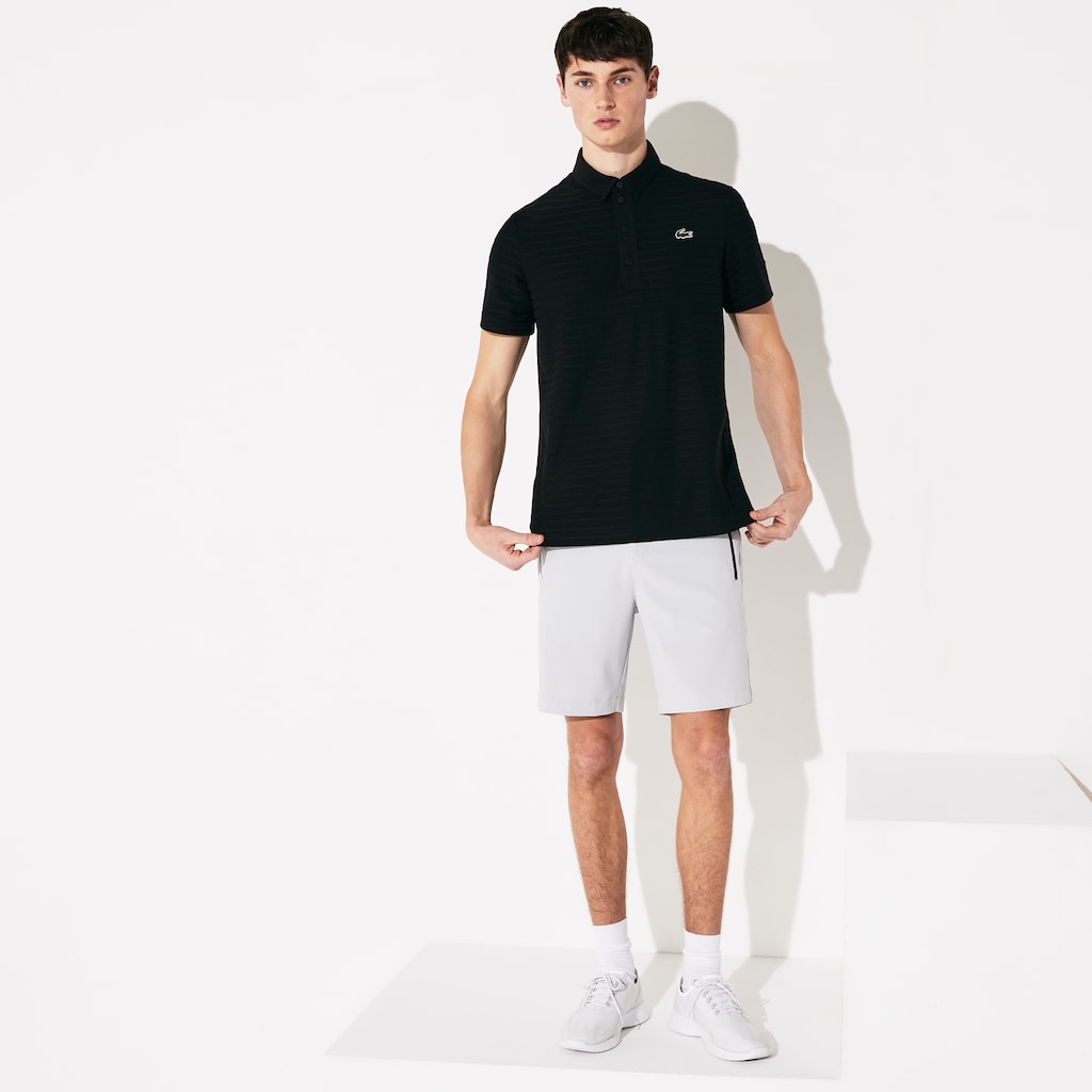 Camisa Polo Pretas Masculino Lacoste SPORT Textured Breathable Golf MD7-28342P1