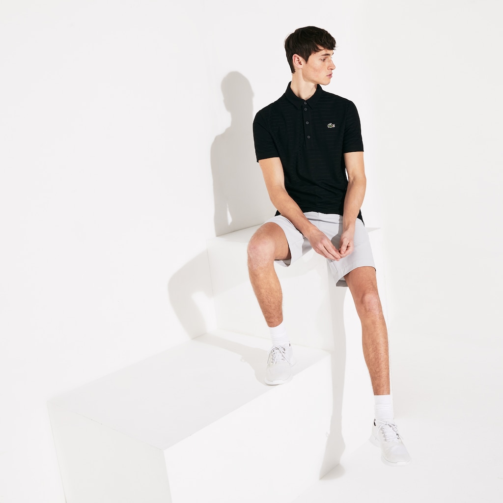 Camisa Polo Pretas Masculino Lacoste SPORT Textured Breathable Golf MD7-28342P1