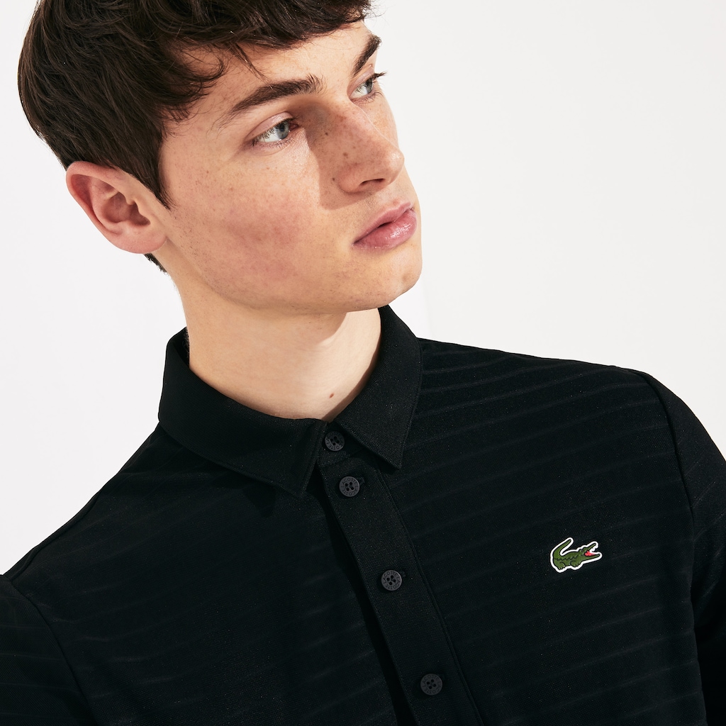 Camisa Polo Pretas Masculino Lacoste SPORT Textured Breathable Golf MD7-28342P1