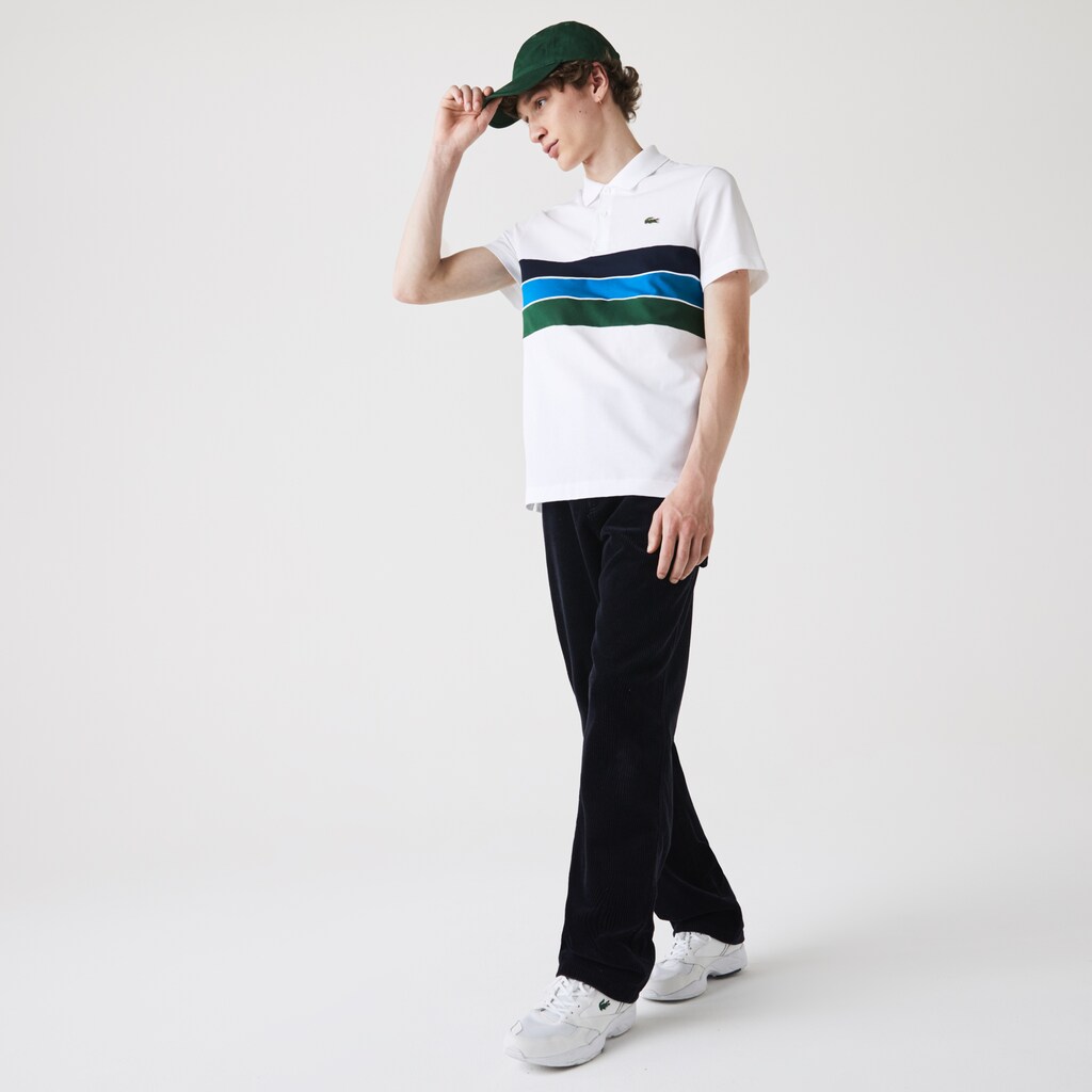 Camisa Polo Branco Verdes Azuis Azul Marinho Azuis Branco Masculino Lacoste SPORT Tricolor Paneled Lightweight Cotton WS6-60736J9