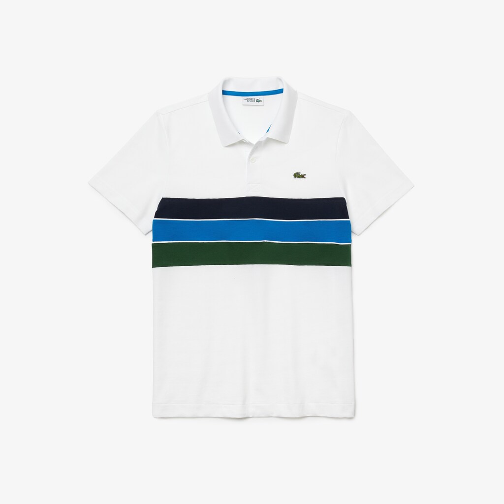 Camisa Polo Branco Verdes Azuis Azul Marinho Azuis Branco Masculino Lacoste SPORT Tricolor Paneled Lightweight Cotton WS6-60736J9