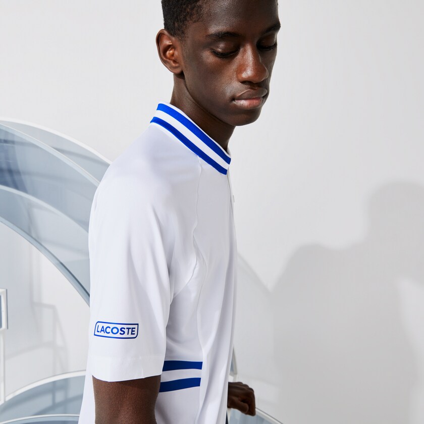Camisa Polo Branco Azuis Masculino Lacoste SPORT x Novak Djokovic Breathable Ultra-Dry OU1-74047D8