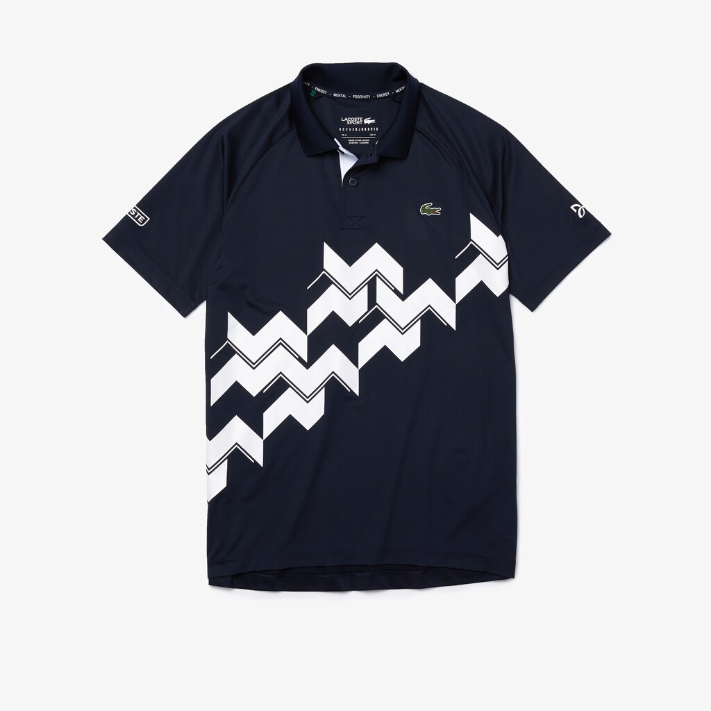 Camisa Polo Azul Marinho Azuis Branco Masculino Lacoste SPORT x Novak Djokovic Breathable Jersey TN9-81118L1