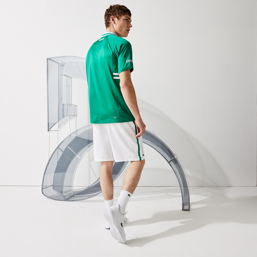 Camisa Polo Verdes Branco Masculino Lacoste SPORT x Novak Djokovic Breathable Ultra-Dry PT4-97459T4