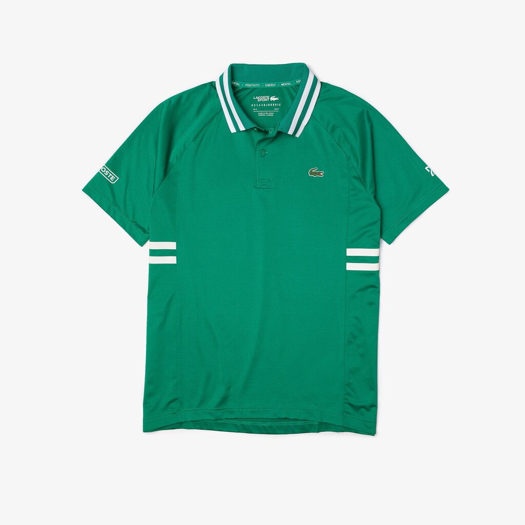 Camisa Polo Verdes Branco Masculino Lacoste SPORT x Novak Djokovic Breathable Ultra-Dry PT4-97459T4