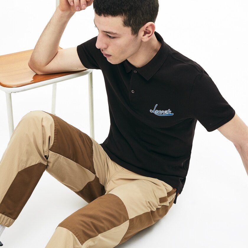 Camisa Polo Pretas Masculino Lacoste Signature Cotton TV5-37533I1